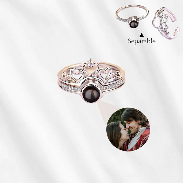 Matching Photo Projection Ring for Couples Silver