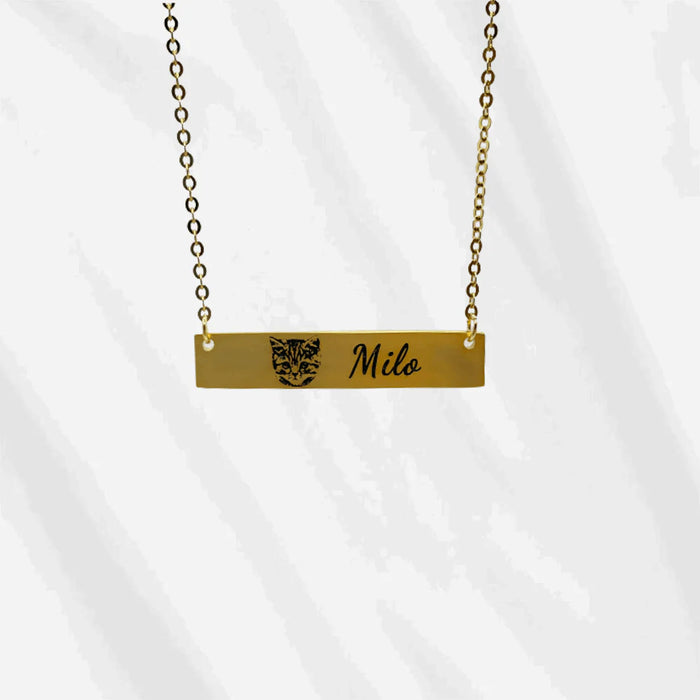 Personalized Engraved Photo Necklace – Bar Pendant Sterling Silver