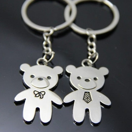 Matching Teddy Bear Keychain Set for Couples – Cute His and Hers Bear Key Rings