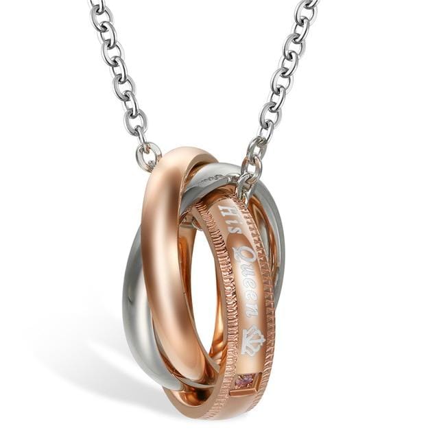 King and Queen Promise Necklace – Matching Couple Jewellery Set Hers
