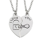 I Love You Lock Key Heart Couple Pendant Necklace – Matching Set