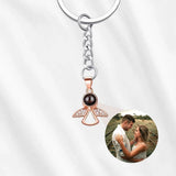 Angel Photo Projection Keychain with Picture Inside Rose gold