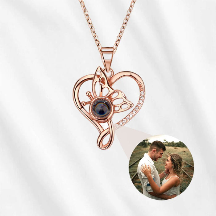 Butterfly Photo Projection Necklace with Picture Inside – Personalized Jewelry Gift