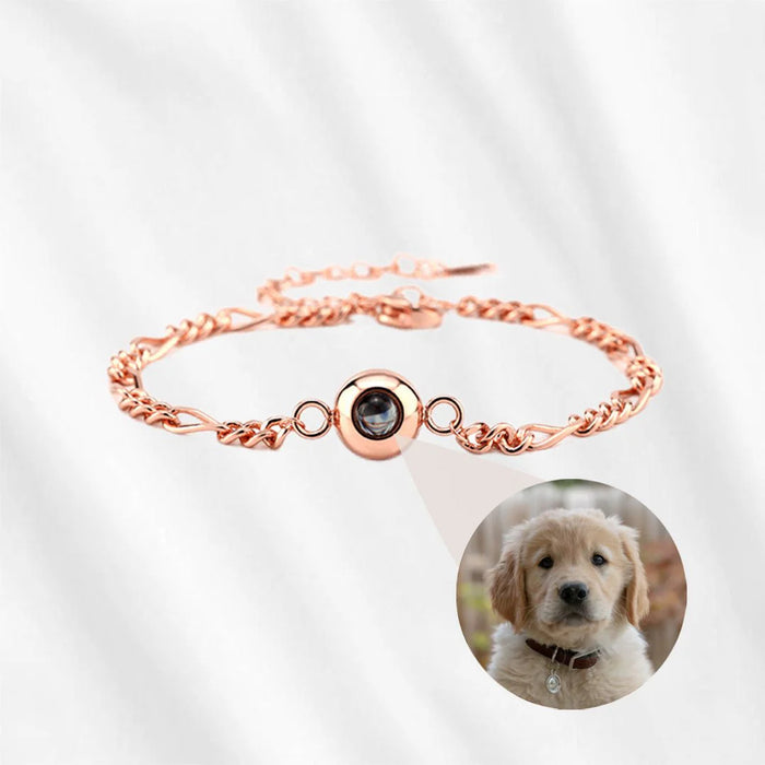 Photo Projector Bracelet – Figaro Chain Projection Bracelet with Picture Inside Rose gold