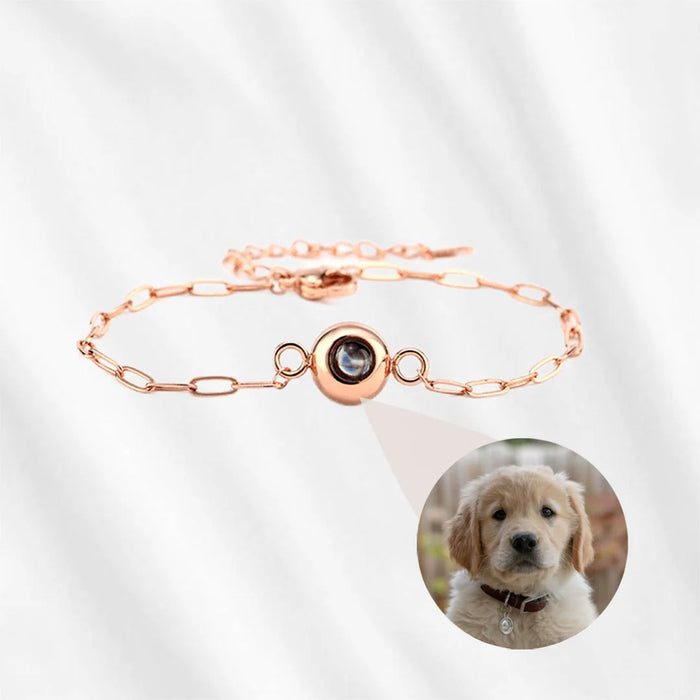 Photo Projection Bracelet – Paperclip Chain Personalized Circle Bracelet Rose gold
