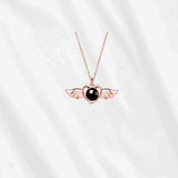 Angel Wings Photo Projection Necklace – Personalized Picture Jewelry Rose gold