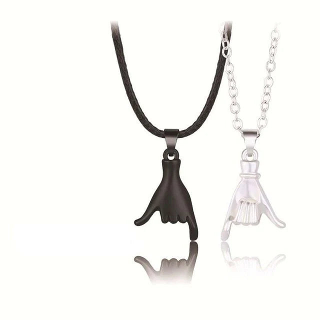 Promise Necklace for Him and Her – Matching Couple Jewellery Black Silver